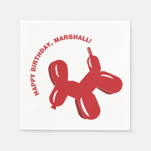 Red Dog Balloon Animal Birthday Party Serviette