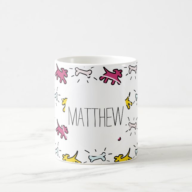 Red Dog Bone Graffiti Style Personalisiert Name Ta Kaffeetasse (Mittel)