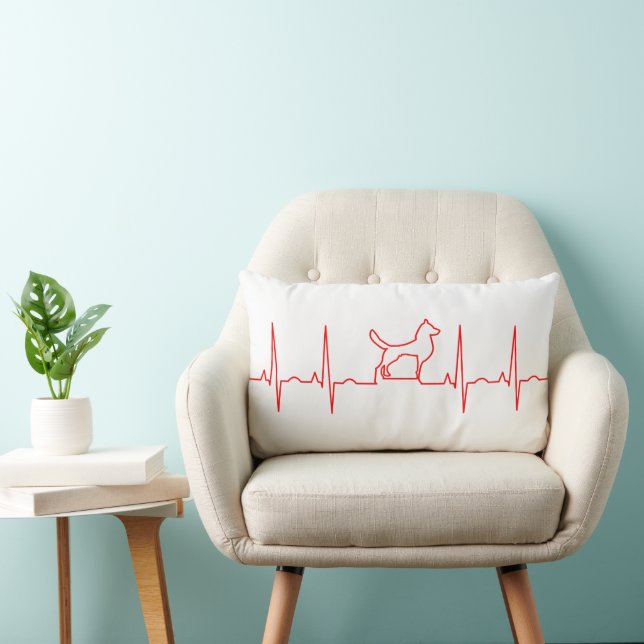 Red Dog Heartbeat Lumbar Pillow Lendenkissen (Stuhl )