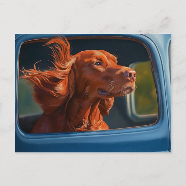 Red Dog Landschaftliche Autofahrt Kunstdrucken Postkarte (Vorderseite)
