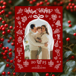 Red Doodle Arch Foto "Warme Wünsche Weihnachten