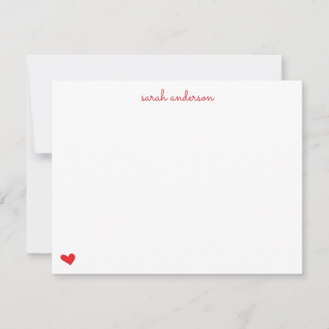 Red Doodle Heart Personalized Stationery Mitteilungskarte (Vorderseite)