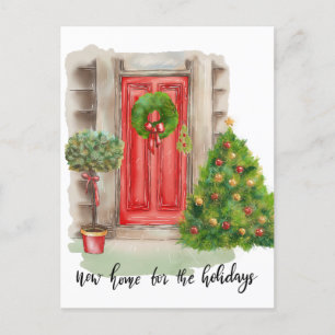 Red Door Weihnachten   Neue Zuhause für Ferien Ankündigungspostkarte