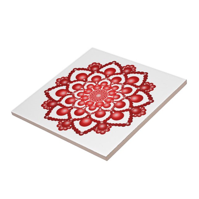 Red Dot Mandala Blume Fliese (Seite)
