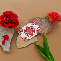 Red Dot Mandala Blume Happy Birthday Card