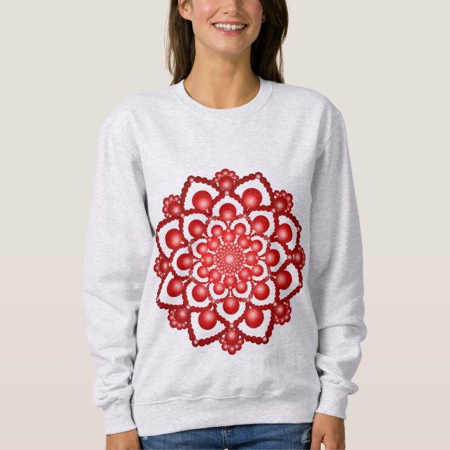 Red Dot Mandala Blume Sweatshirt (Vorderseite)