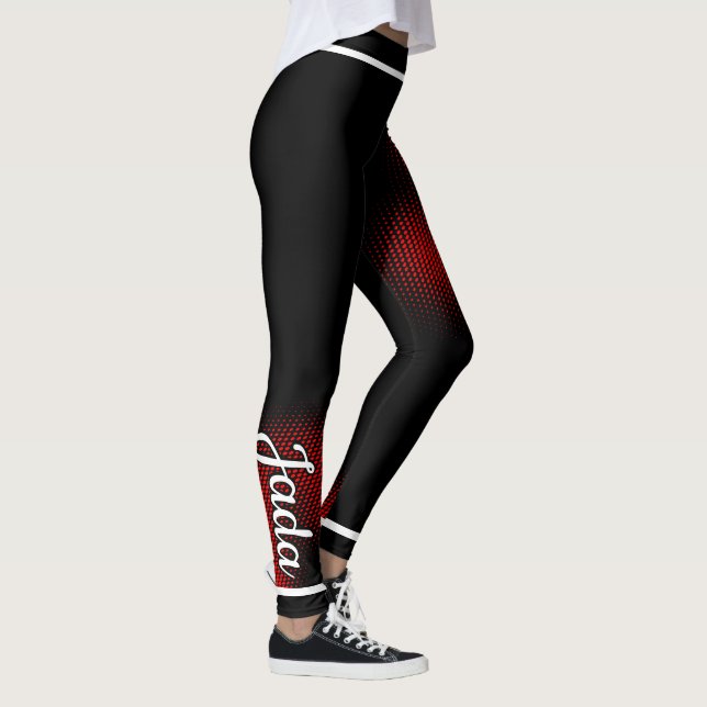 Red Dot Muster mit Namen auf BLACK oder Ihrem Col. Leggings (Rechts)