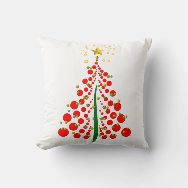 Red Dot Weihnachtsbaum und Gold Star Kissen (Vorderseite)