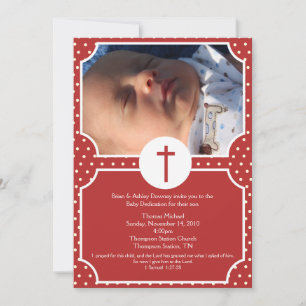 Red Dots Baptism Baby Dedication 12x18 Einladung