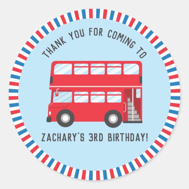 Red Double Deck London Bus Danke Stickers (Vorderseite)