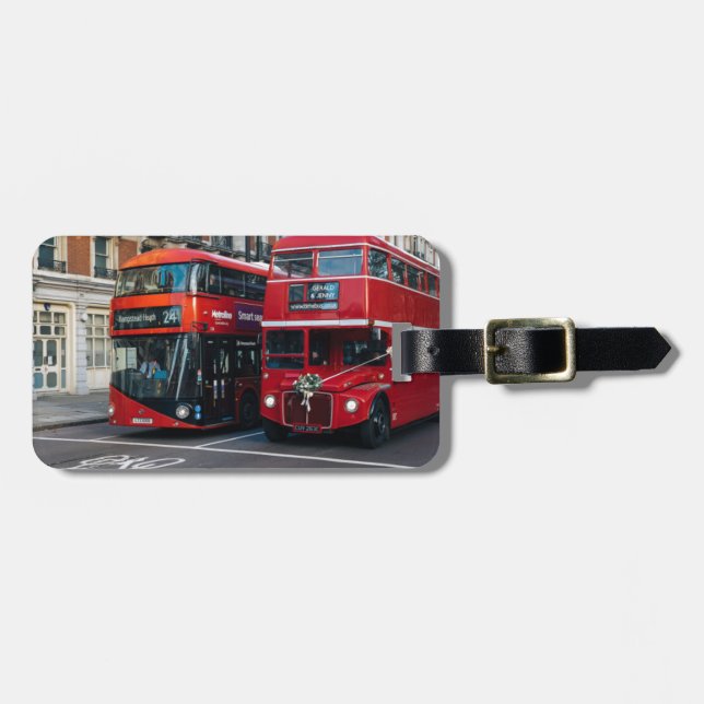 Red Double Decker Buses Gepäckanhänger (Vorderseite horizontal)