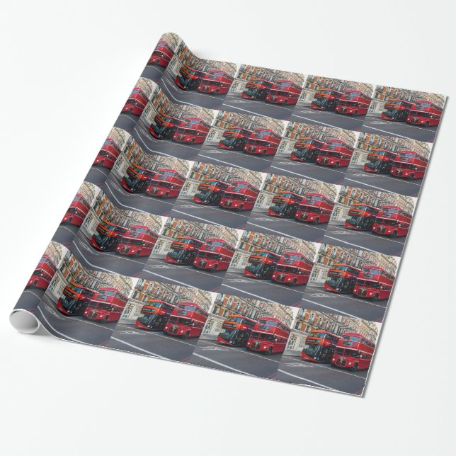 Red Double Decker Buses Geschenkpapier (Ungerollt)