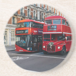 Red Double Decker Buses Sandstein Untersetzer