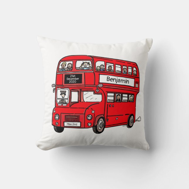Red Double Decker London Bus Neugeborenes Geschenk Kissen (Vorderseite)