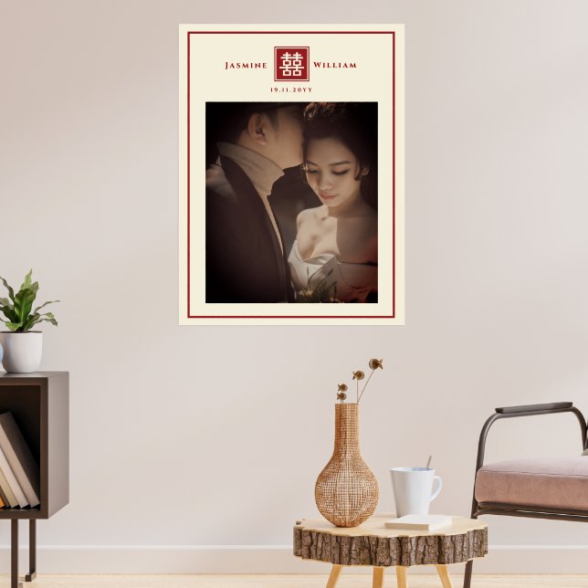 Red Double Happiness Chinese Wedding Photo Poster (Wohnzimmer 3)