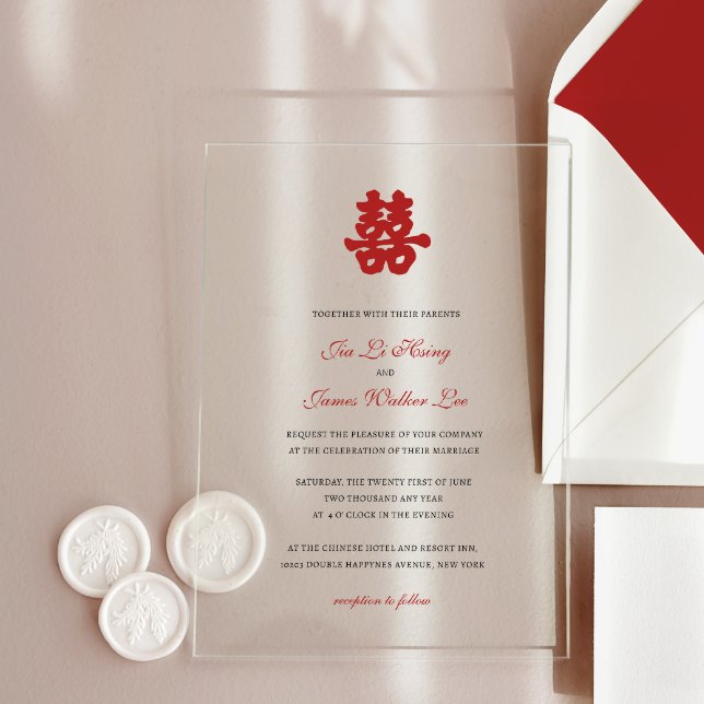 RED Double Happy Chinesische Kalligraphie asian Acryleinladungen (Von Creator hochgeladen)