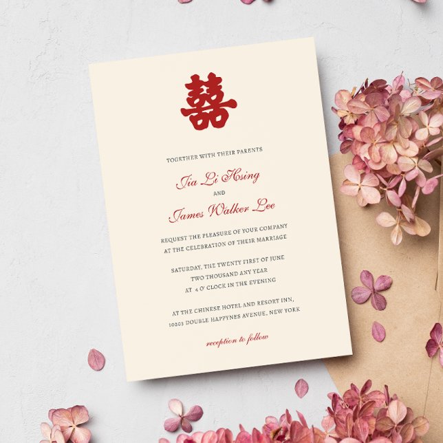 RED Double Happy Chinesische Kalligraphie asian Einladung (Von Creator hochgeladen)