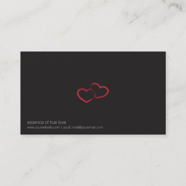 Red Double Heart Business Card Visitenkarte (Vorderseite)
