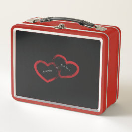 Red Double Heart Metall Brotdose