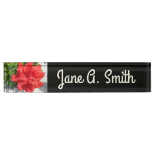 Red Double Hibisken Blume Namensplakette