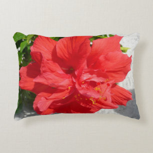 Red Double Hibisken Blume Zierkissen
