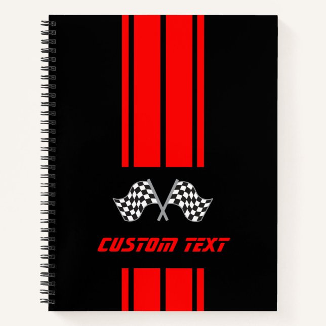 Red Double Race 🏎 Strips mit Flag Notizbuch (Vorderseite)