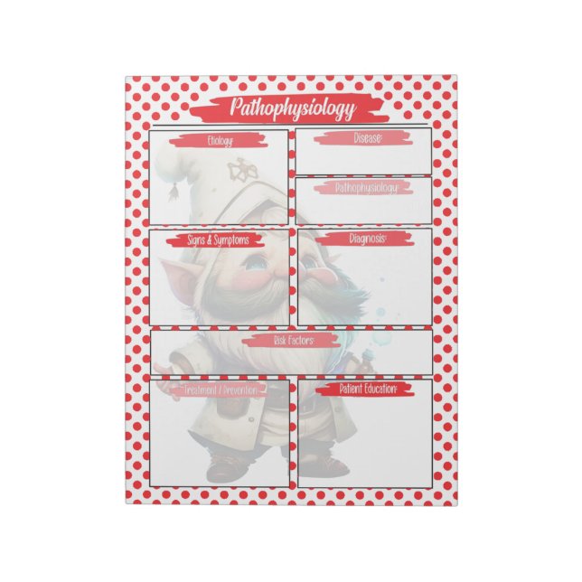 Red Dr. Gnome Nursing - Pathophysiologie Template Notizblock (Rotiert)