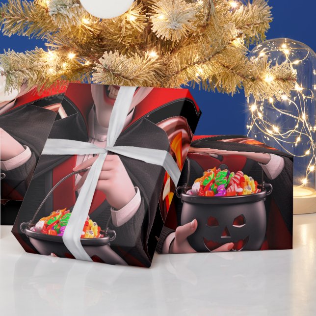 Red Dracula Fun Spook zu Halloween Geschenkpapier (Feiertage)
