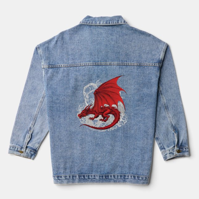 Red Dragon Abstrakt Jeansjacke (Rückseite)