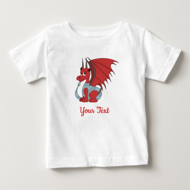 Red Dragon Cartoon Baby T - Shirt (Vorderseite)