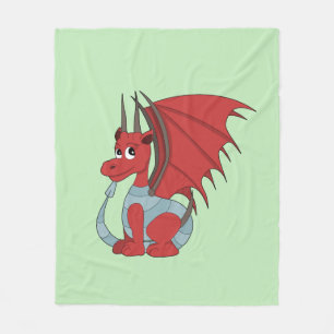 Red Dragon Cartoon Fleecedecke