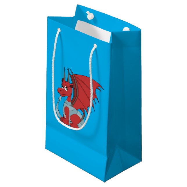 Red Dragon Cartoon Kleine Geschenktüte (Vorderseite Schrägansicht)