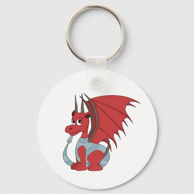 Red Dragon Cartoon Schlüsselanhänger (Vorderseite)