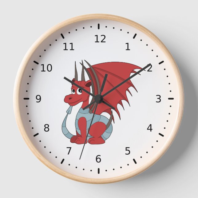 Red Dragon Cartoon Uhr (Vorderseite)