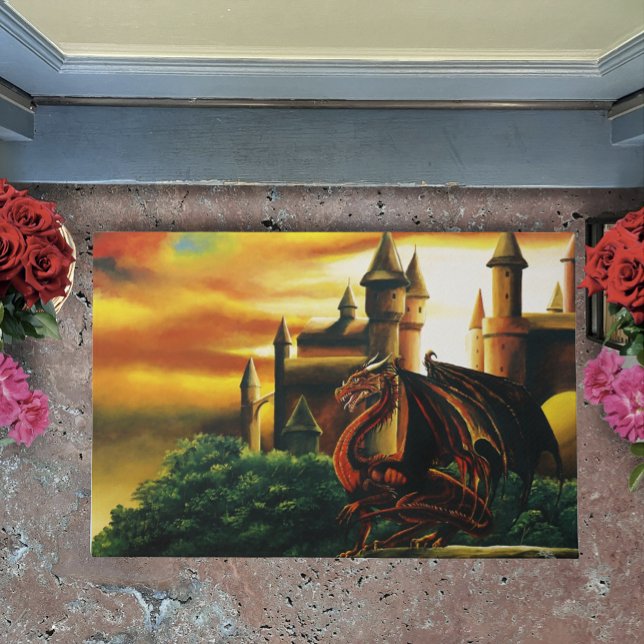 Red Dragon Castle Fantasy Fußmatte (Von Creator hochgeladen)