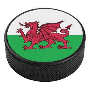 Red Dragon Celtic Flag Wales & Welsh Eishockey Puck
