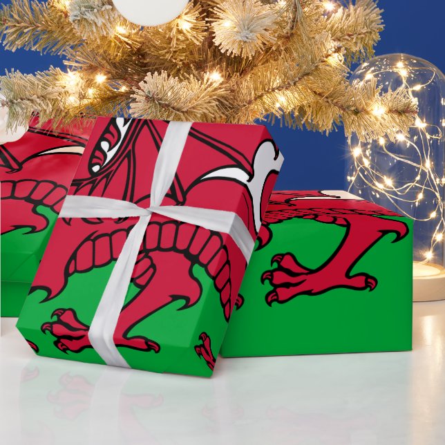 Red Dragon Celtic Flag Wales & Welsh Geschenkpapier (Feiertage)