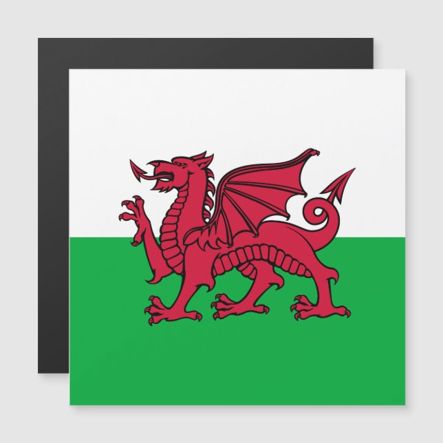 Red Dragon Celtic Flag Wales & Welsh Magnetkarte (Vorne/Hinten)