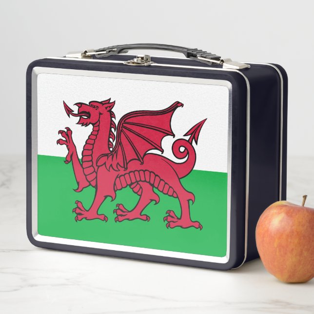 Red Dragon Celtic Flag Wales & Welsh Metall Brotdose (Beispiel)