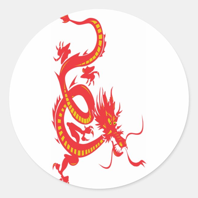 Red Dragon Chinesisch Neues Jahr Runder Aufkleber (Vorderseite)