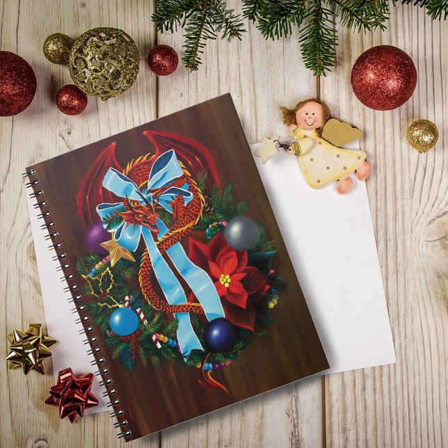 Red Dragon Christmas Wreath Notizblock (Von Creator hochgeladen)