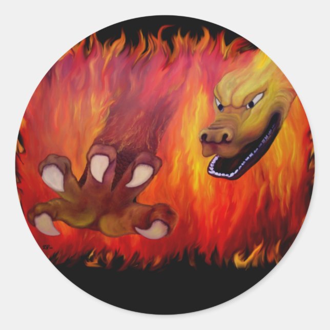 Red Dragon Claw Runder Aufkleber (Vorderseite)