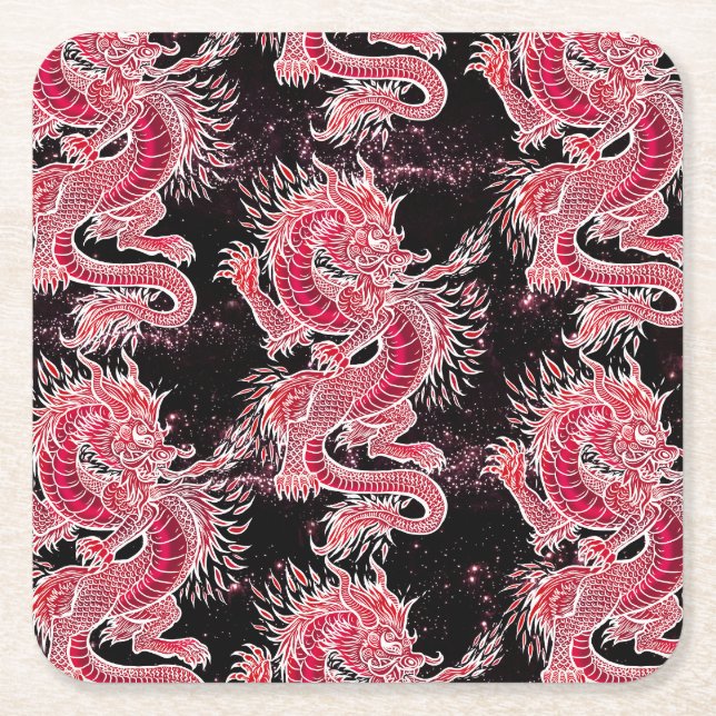 Red Dragon Galaxy Rechteckiger Pappuntersetzer (Vorderseite)