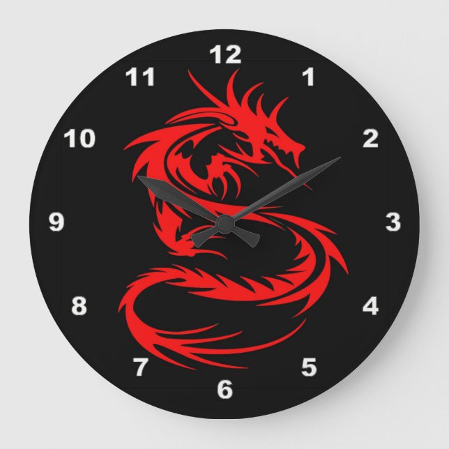 Red Dragon Große Wanduhr (Vorderseite)