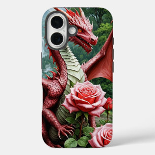 Red Dragon iPhone16 Coque avec Rose Garden Design