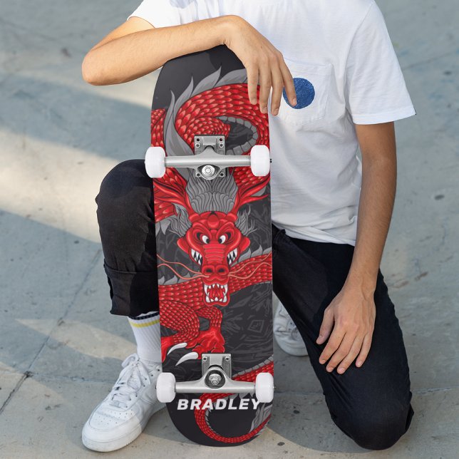 Red Dragon Nom personnalisé Skateboard (Créateur téléchargé)