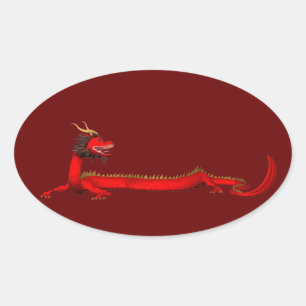 Red Dragon Ovaler Aufkleber