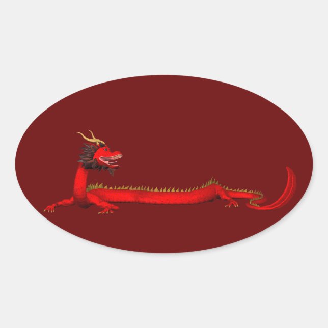 Red Dragon Ovaler Aufkleber (Vorderseite)