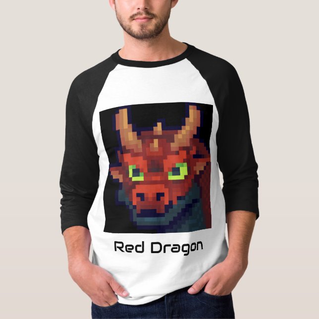 Red Dragon Pixel Art T Shirt (Vorderseite)