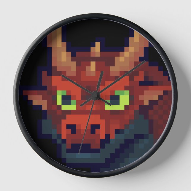 Red Dragon, pixel art Uhr (Vorderseite)